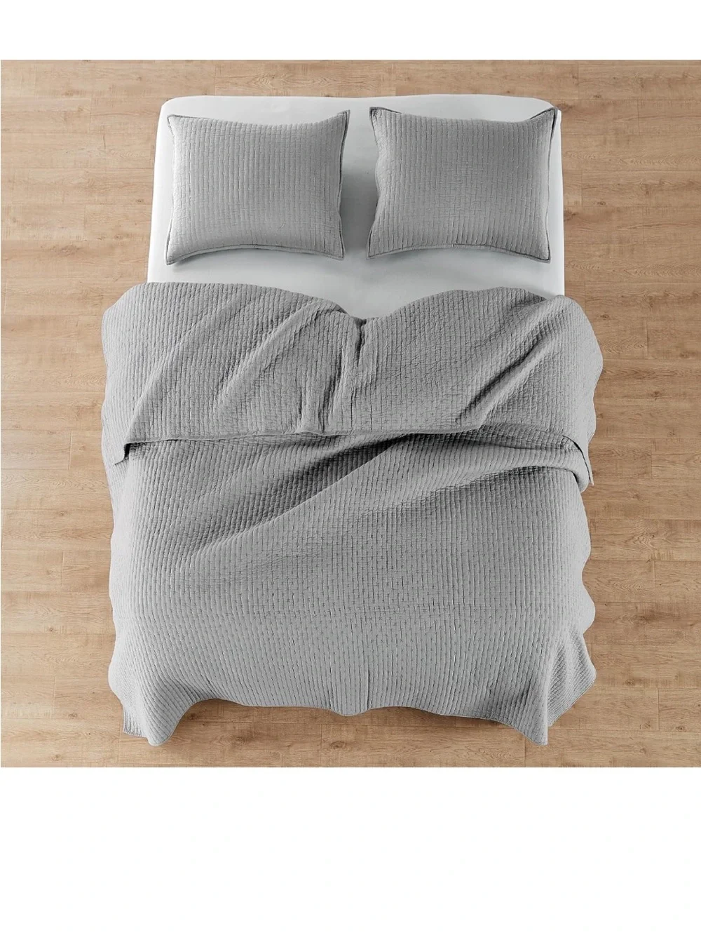 Levtex Home Cross Stitch Reversible Full/Queen Quilt Set - Light Grey